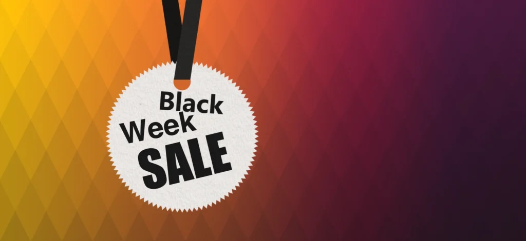 wywieszka na napisem black Week Sale